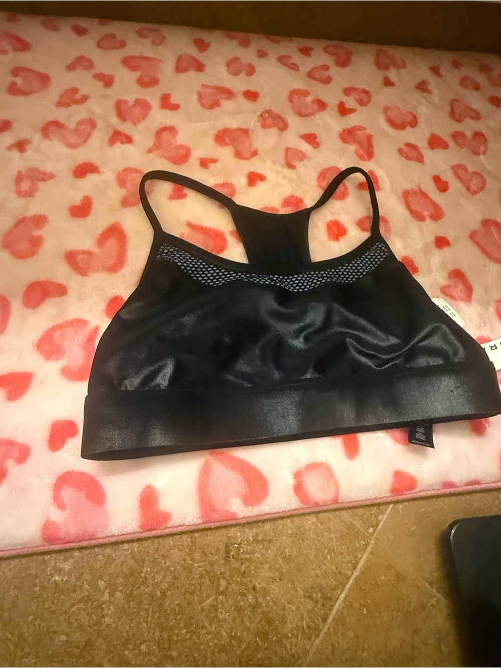 Koral Black Sports Bra with Mesh Trim NWT